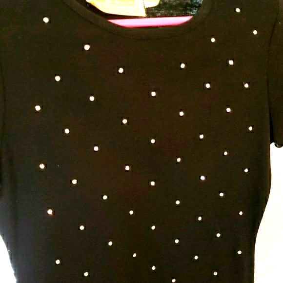 Black Rhinestone Tee Shirt Large - Picture 3 of 6